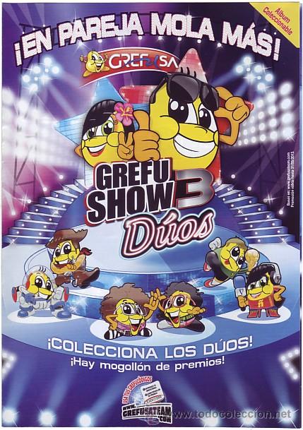 Collectable Incomplete Albums: ARC-01 ALBUM DE CROMOS PARA LAS PEGATINAS EN RELIEVE DE LAS PATATAS FRITAS GREFUSA GREFU SHOW 3 DUOS