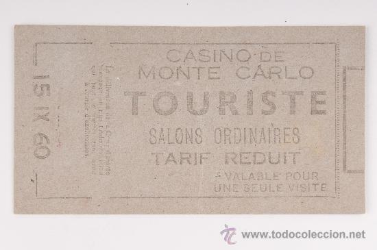 Coleccionismo &Aacute;lbumes: ENTRADA TOURISTE CASINO DE MONTECARLO