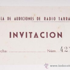 Coleccionismo Álbumes: INVITACION SALA DE AUDICIONES DE RADIO TARRASA