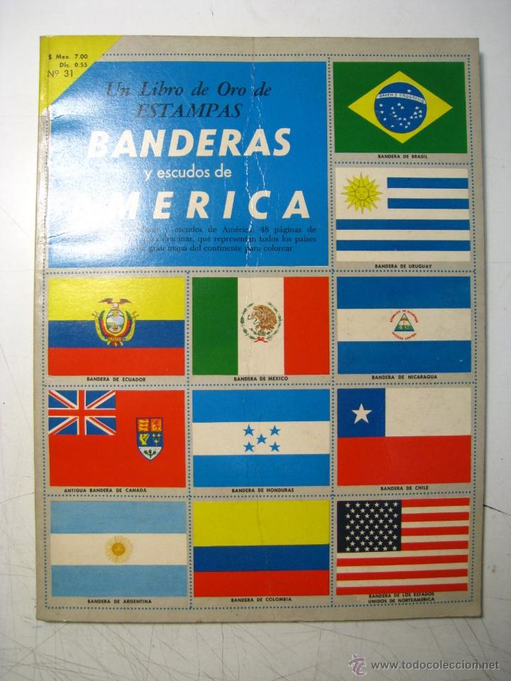Coleccionismo &Aacute;lbumes: BANDERAS Y ESCUDOS DE AMERICA (UN LIBRO DE ORO DE ESTAMPAS) - ALBUM CON 15 CROMOS