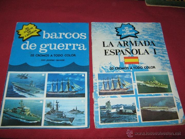Coleccionismo &Aacute;lbumes: BARCOS DE GUERRA Y LA ARMADA ESPA&Ntilde;OLA - INCOMPLETOS Y CON ROTOS - 45 CROMOS DE 64