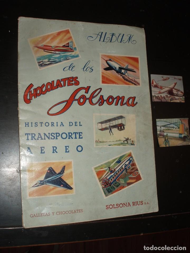 Colecionismo Cadernetas: ALBUM DE CHOCOLATES SOLSONA HISTORIA DEL TRANSPORTE AEREO MAL ESTADO