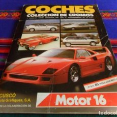 Coleccionismo Álbumes: COCHES COLECCIÓN DE CROMOS MOTOR 16 CUSCÓ 1988 Y COCHES MOTOR 16 EDICIONES UNIDAS 1986 INCOMPLETO.. Lote 66078402