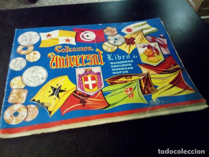 Collezionismo Album: ALBUM CROMOS COLECCION UNIVERSAL LIBRO DE BANDERAS ESCUDOS MONEDAS Y MAPAS 1962