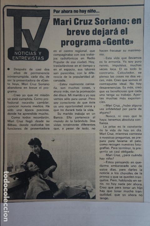 Coleccionismo &Aacute;lbumes: RECORTE REPORTAJE CLIPPING DE MARI CRUZ SORIANO REVISTA SEMANA N&ordm; 2075 PAG 13