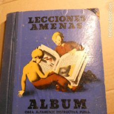 Coleccionismo Álbumes: ALBUM LECCIONES AMENAS CHOCOLATES LA ESPAÑA AÑO 1934. FALTAN 8 CROMOS. SEÑALES DE USO