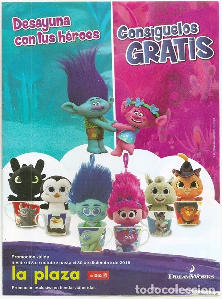 Collezionismo Album: Los h&eacute;roes de La Plaza, cartilla de puntos tazas con peluches de DreamWorks - La Plaza de DIA, 2018