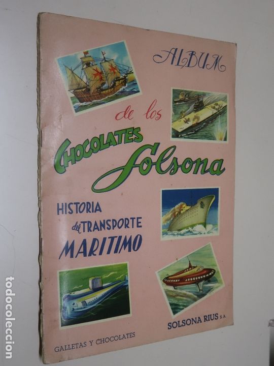 Colecionismo Cadernetas: Album. Historia dell Transporte Mar&iacute;timo. Galletas y Chocolates Solsona. Incompleto.