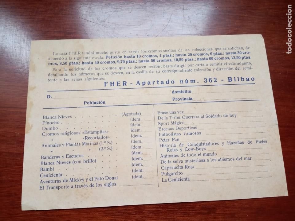 Collezionismo Album: HOJAS GUIA CONTROL Y PETICION DE CROMOS ALBUNES FHER