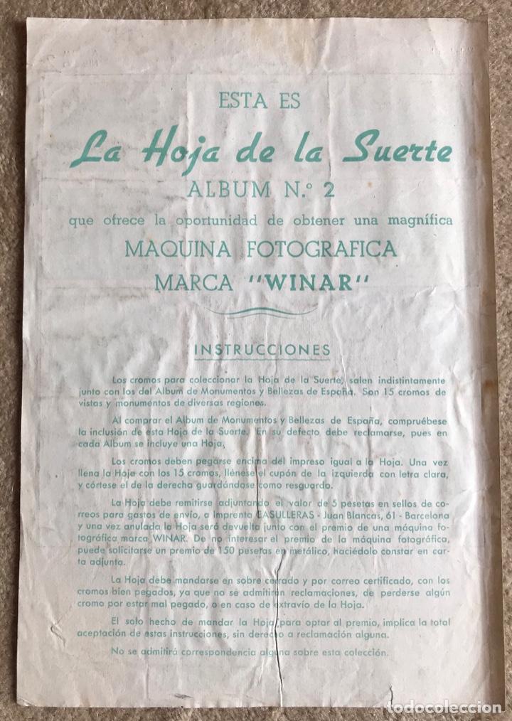 Collectionnisme Albums: La Hoja de la Suerte - Suplemento del &Aacute;lbum Monumentos y Bellezas de Espa&ntilde;a - A&ntilde;os 50 -Hoja Numerada