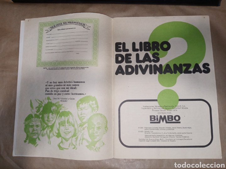 Coleccionismo Álbumes: EL LIBRO DE LAS ADIVINANZAS BIMBO - Foto 3 - 222012048