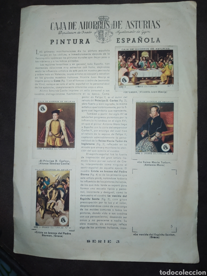 Colecionismo Cadernetas: ANTIGUOS CROMOS CULTURALES. PINTURA ESPA&Ntilde;OLA. HASTA EL SIGLO XVII. SERIE 3. CAJA DE AHORROS DE ASTUR
