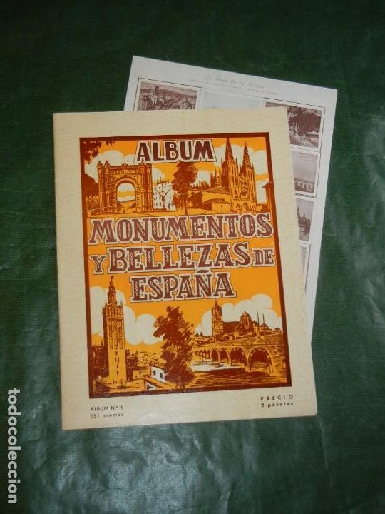 Collectionnisme Albums: ALBUM INCOMPLETO MONUMENTOS Y BELLEZAS DE ESPA&Ntilde;A N &ordm;1 CON 110/151 CROMOS Y HOJA SUERTE CON 13/15