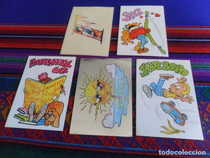 Collectionnisme Albums: 5 CROMO NUNCA PEGADO FANTASTICKERS SKATEBOARD BESO SMACK SOL PAJITA PLATEADO LETRA F TROQUELADA Y