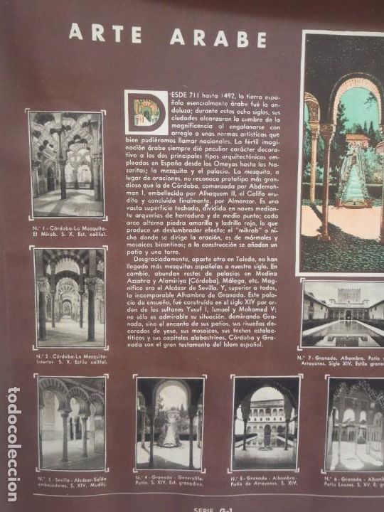 Collezionismo Album: ARTE ARABE Y LA LUZ A TRAVES DE LA PIEDRA - HOJA COMPLETA DE CROMOS - SERIE-G1 - H1--GALLINA BLANCA