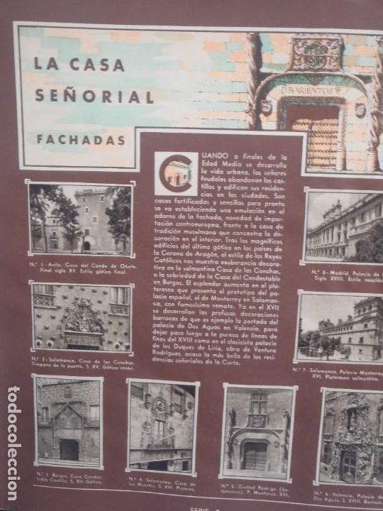 Collezionismo Album: LA CASA SE&Ntilde;ORIAL DEPENDENCIAS FACHADA- HOJA COMPLETA DE CROMOS - SERIE- A- B - -GALLINA BLANCA