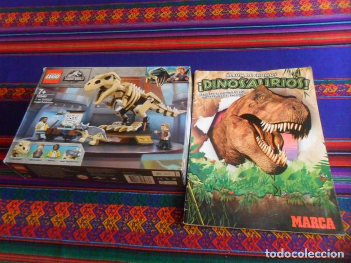 Coleccionismo &Aacute;lbumes: &iexcl;DINOSAURIOS! INCOMPLETO CON 32 DE 260 CROMOS MARCA 2012 Y CAJA VAC&Iacute;A LEGO JURASSIC WORLD REF 76940.