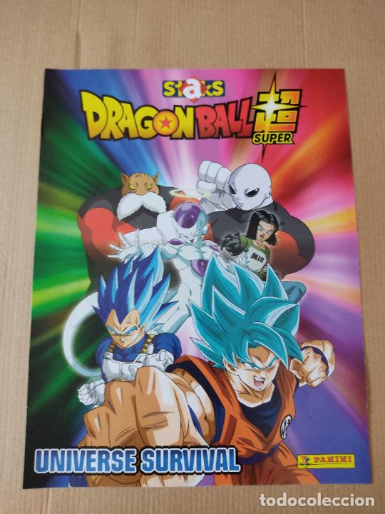 Coleccionismo &Aacute;lbumes: PORTADA CONTRAPORTADA INDICE CHECKLIST DRAGON BALL SUPER BOLA DRAGON STAKS PANINI UNIVERSE SURVIVAL