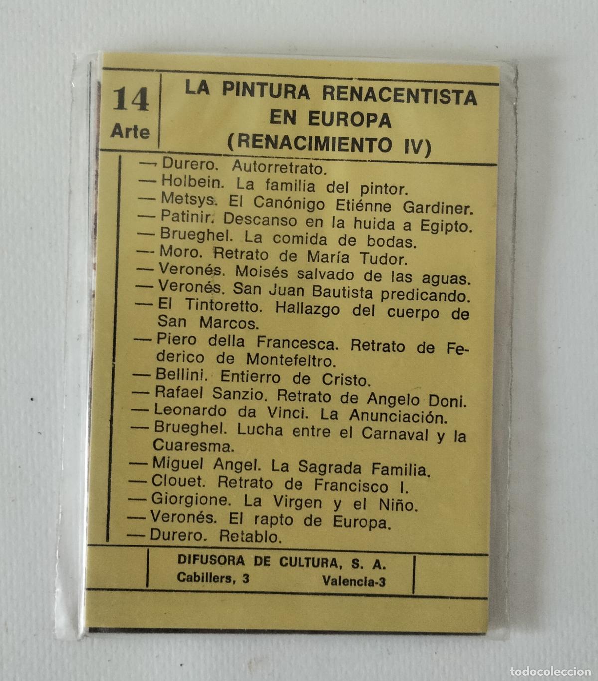 Collectionnisme Albums: Cromos La pintura renacentista en Europa (Renacimiento IV( N&ordm; 14