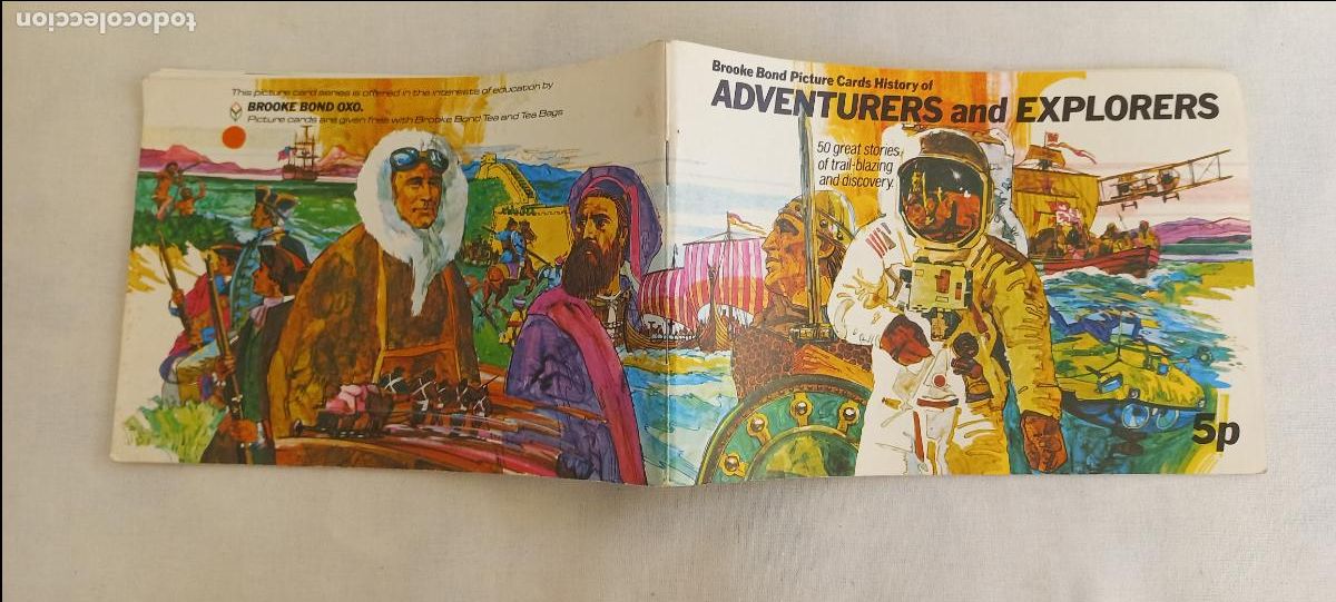 Colecionismo Cadernetas: ALBUM DE CROMOS VACIO. ADVENTURES AND EXPLORERS. BROOKE BOND PICTURE CARDS.