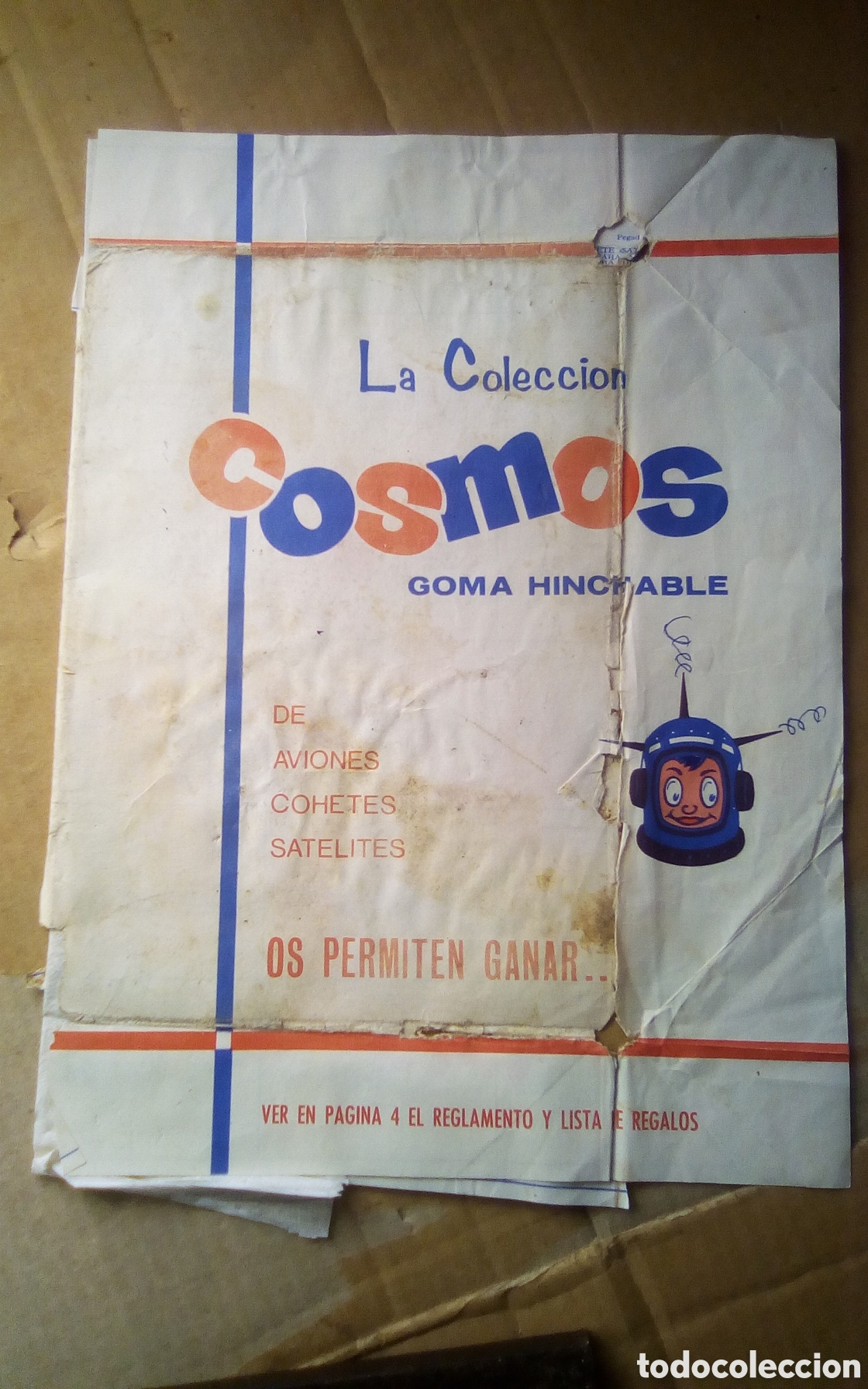 Collezionismo Album: &Aacute;lbum Cosmos chicle hinchable. A&ntilde;o 1967. Vac&iacute;o, roto, con se&ntilde;ales, recuperado de la Dana 29-10-2024.
