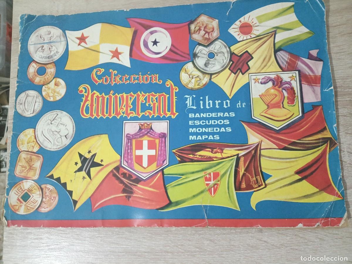 Coleccionismo &Aacute;lbumes: Colecci&oacute;n Universal. Libro de banderas escudos monedas mapas. Faltan 175 de 408