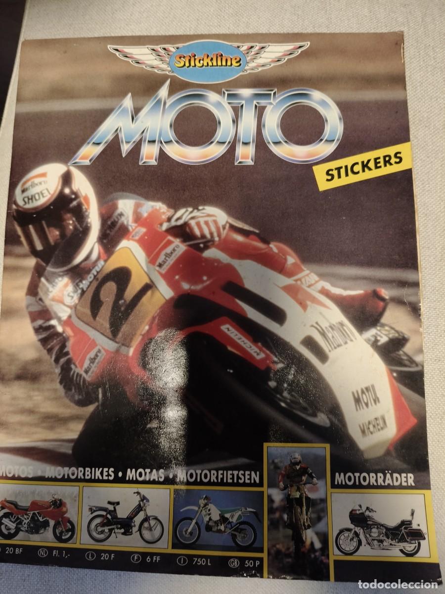 Coleccionismo &Aacute;lbumes: MOTO STICKERS. STICKLINE. ALBUM DE CROMOS CASI COMPLETO. SOLO FALTAN LOS CRMOS 59 Y 63. 220 GRAMOS.