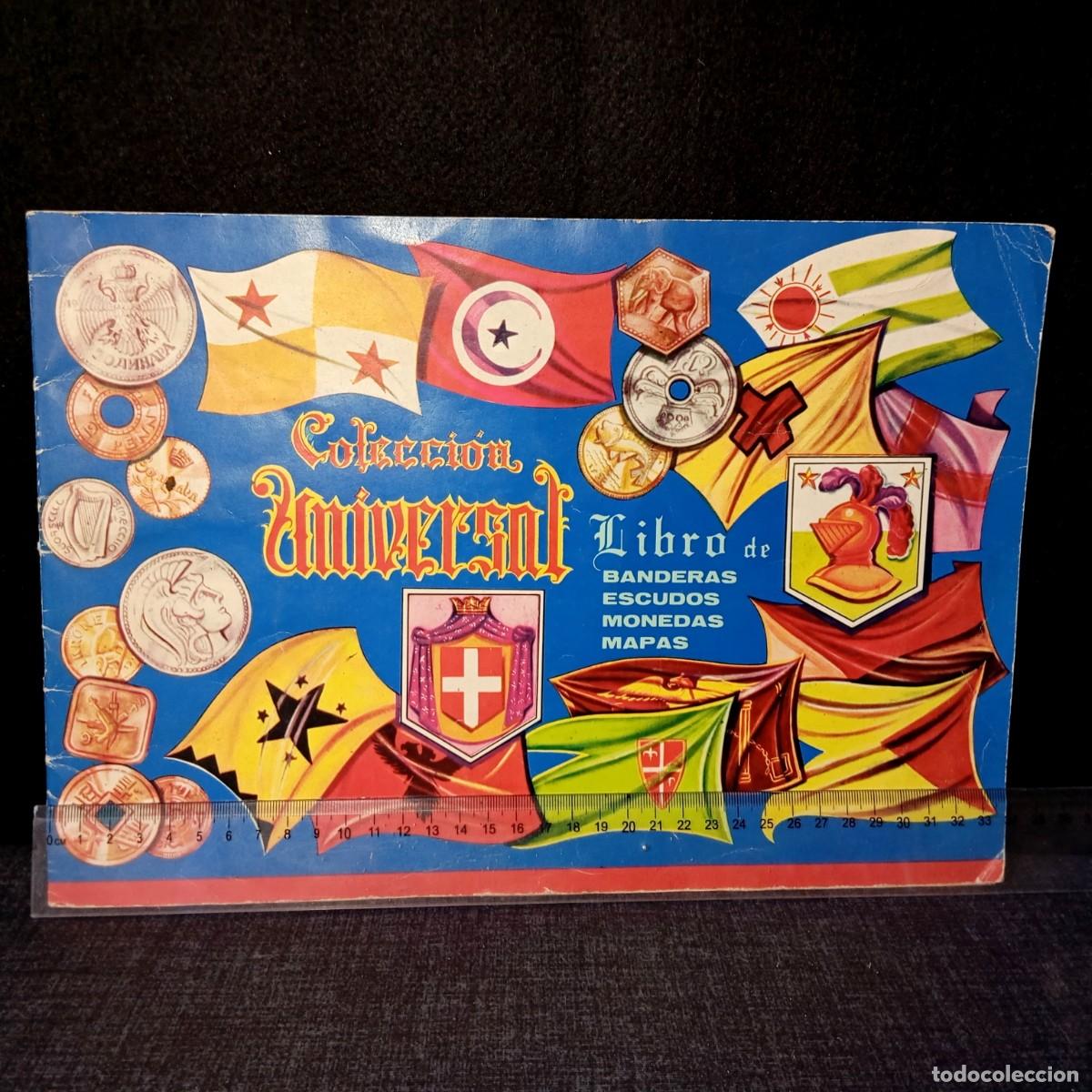 Coleccionismo &Aacute;lbumes: ⚜️ &Ntilde;06. Album 33 cromos Colecci&oacute;n Universal, banderas, escudos, monedas, mapas. 150 g