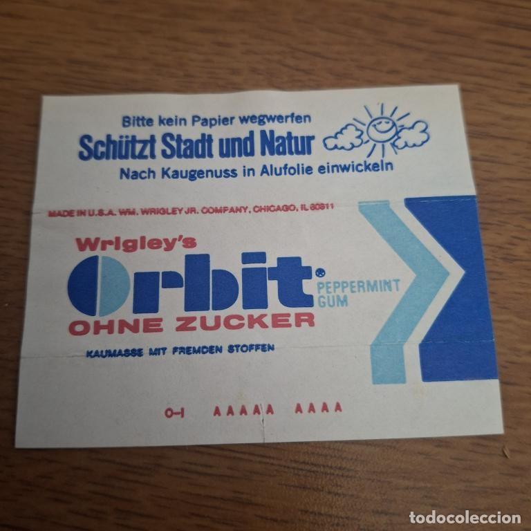 Coleccionismo &Aacute;lbumes: Envoltura de chicle Wrigley Orbit Ohne Zucker peppermint 1970 primer n&uacute;mero