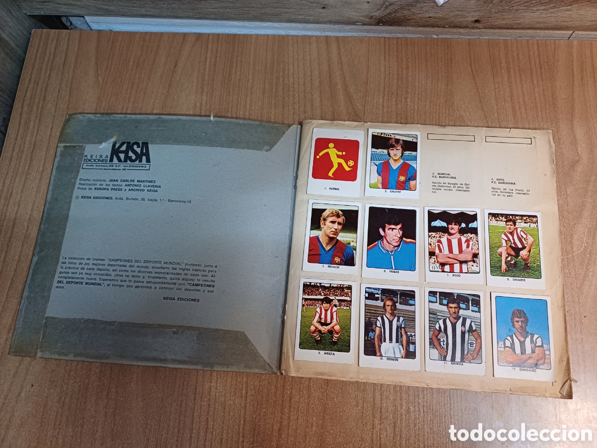 Coleccionismo &Aacute;lbumes: ALBUM CROMOS CAMPEONES DEL DEPORTE MUNDIAL, KEISA, CON CRUYFF, CASSIUS CLAY, CHRIS EVERT....