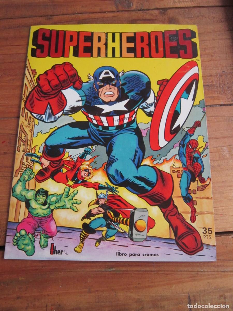 Coleccionismo &aacute;lbumes: &Aacute;LBUM CROMOS SUPERHEROES. FHER MARVEL COMICS INCOMPLETO EXCELENTE ESTADO