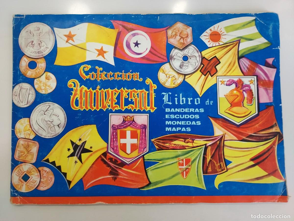 Coleccionismo &aacute;lbumes: ALBUM COLECCION UNIVERSAL LIBRO DE BANDERAS ESCUDOS MONEDAS MAPAS. INCOMPLETO FALTAN 39
