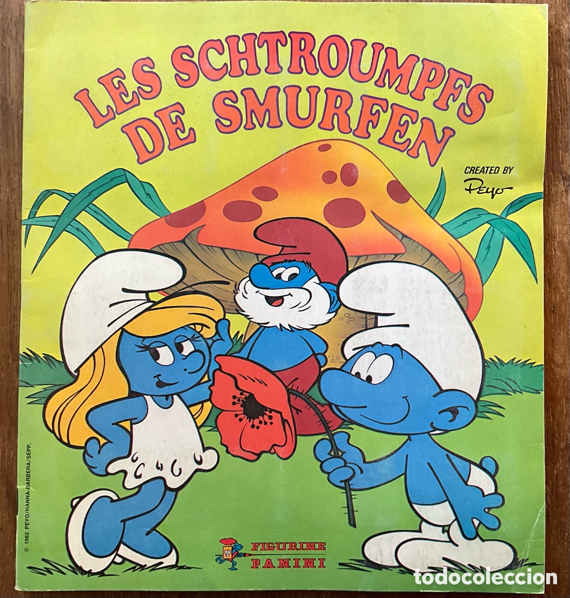 Coleccionismo &aacute;lbumes: &Aacute;lbum Panini de 1982 Les Schtroumpfs - De Smurfen. 151 pegatinas, 83,88% completado