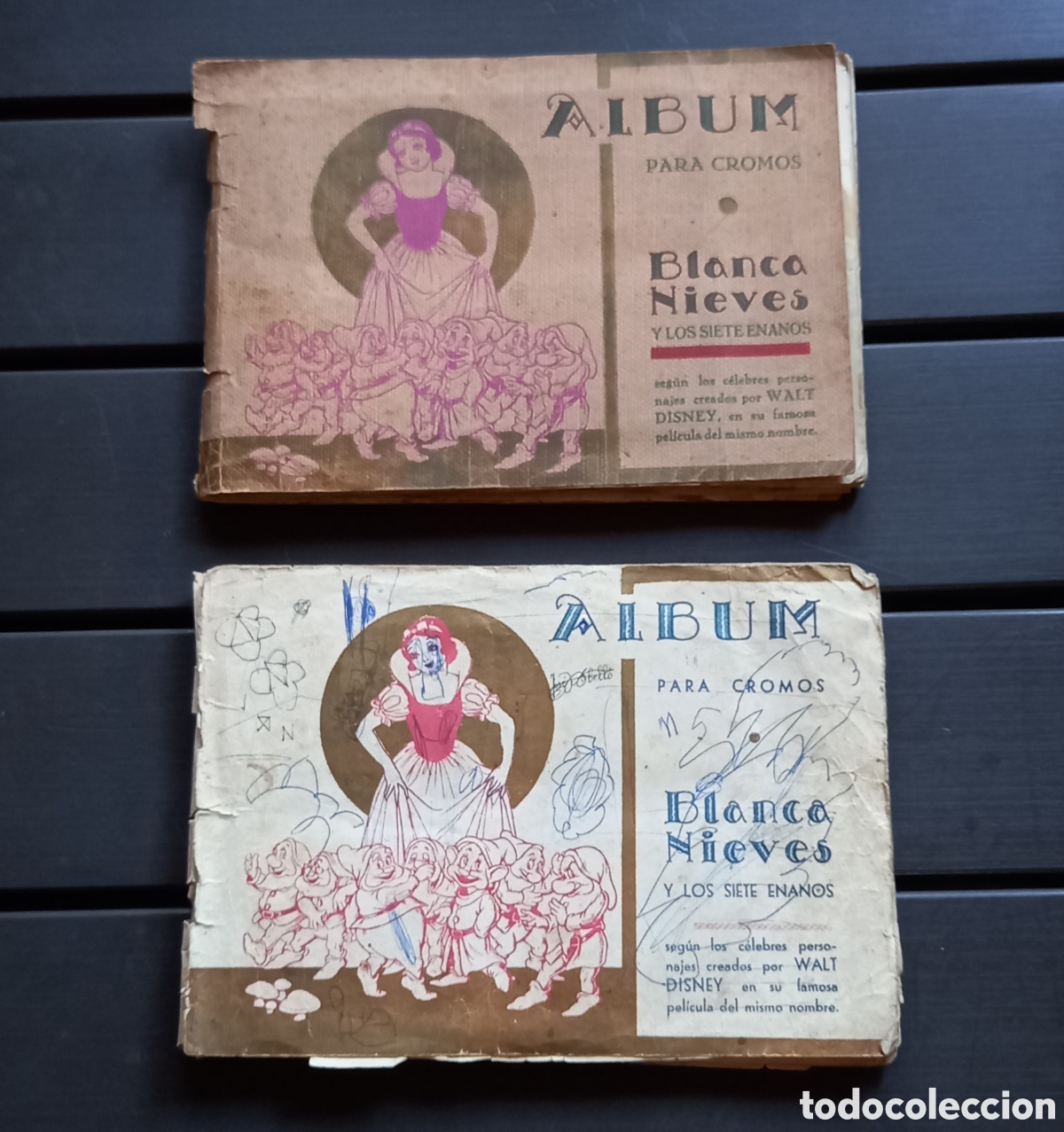 Coleccionismo &aacute;lbumes: ANTIGUOS DOS ALBUMS BLANCANIEVES Y LOS SIETE ENANITOS