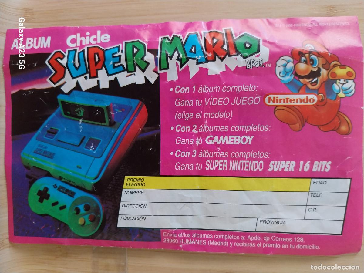 Coleccionismo &aacute;lbumes: SUPER MARIO NINTENDO ALBUM CHICLE CON SEIS CROMOS ORIGINAL A&Ntilde;O 1992 17X11CMS