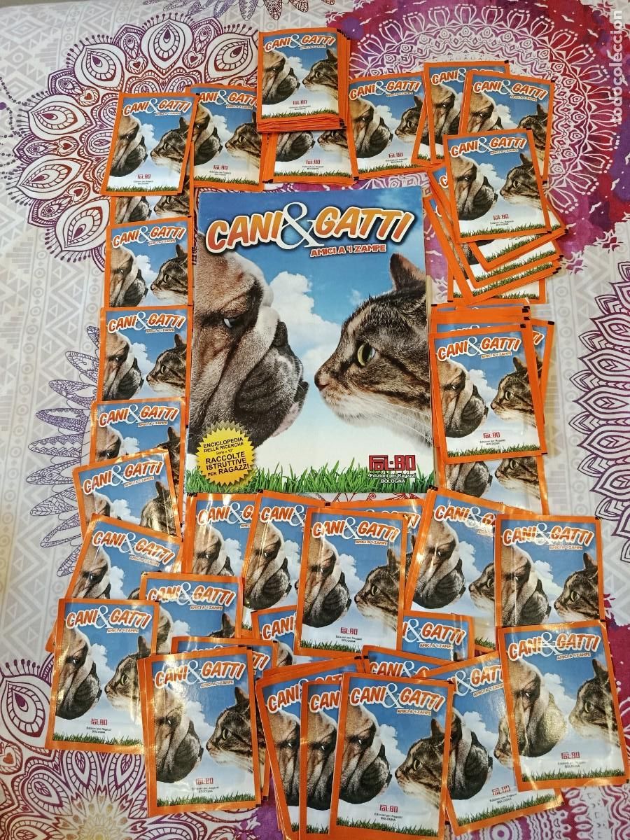 Coleccionismo &aacute;lbumes: PERROS Y GATOS ALBUM Y 100 SOBRES DE CROMOS