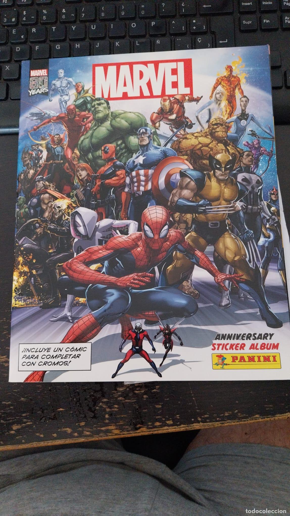 Coleccionismo &aacute;lbumes: ALBUM MARVEL 80 YEARS ANNIVERSARY STICKER ALBUM casi completo solo falta 1 PANINI
