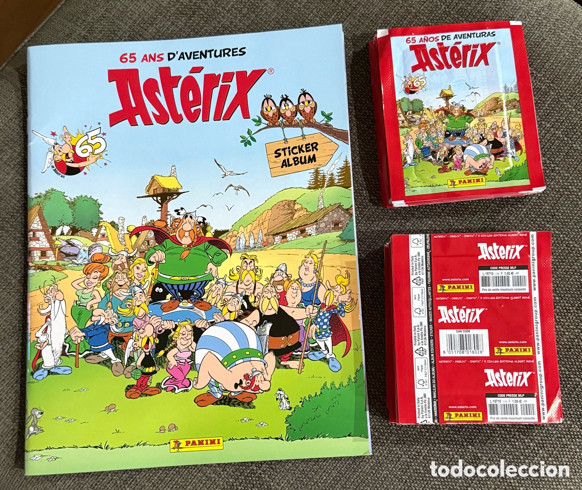 Coleccionismo &aacute;lbumes: &Aacute;lbum vac&iacute;o y 50 sobres de cromos Asterix 65 a&ntilde;os de aventuras. Panini