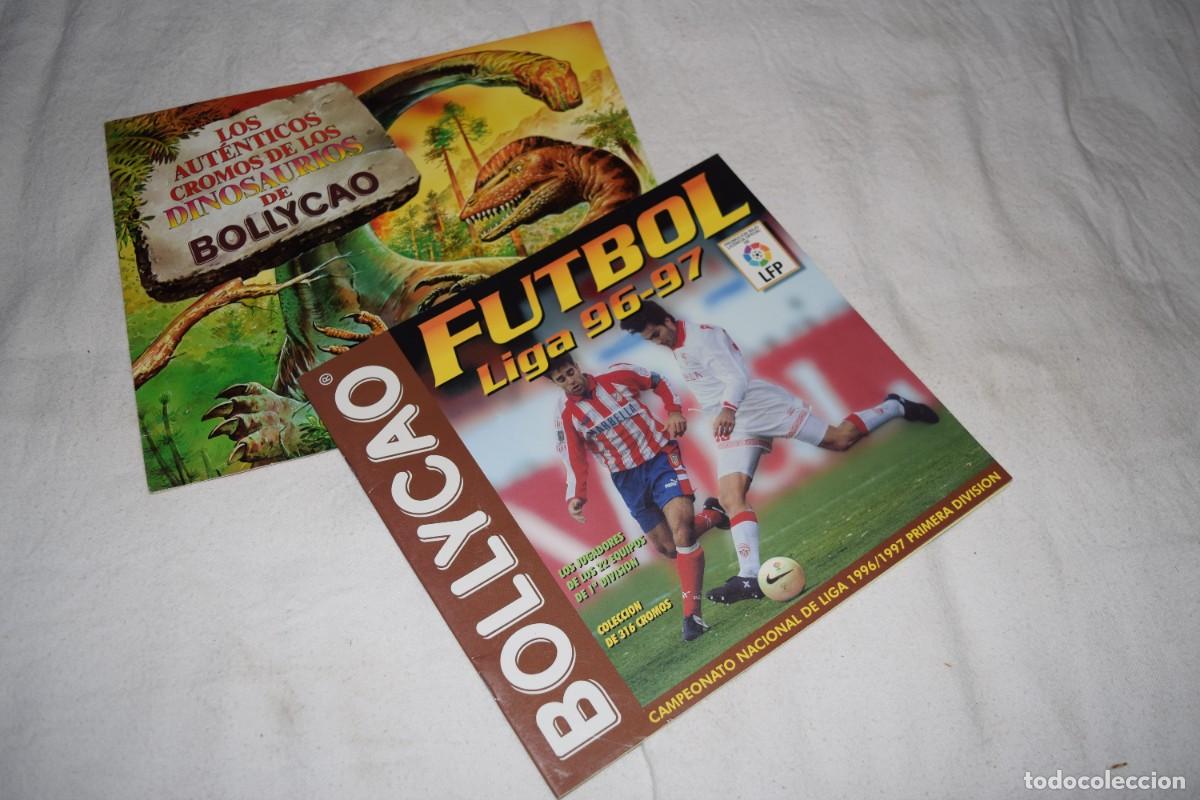 Coleccionismo &aacute;lbumes: 2 &Aacute;LBUMES BOLLYCAO / FUTBOL Liga 96 - 97 y DINOAURIOS - Sin cromos y en buen estado - &iexcl;Mira fotos!
