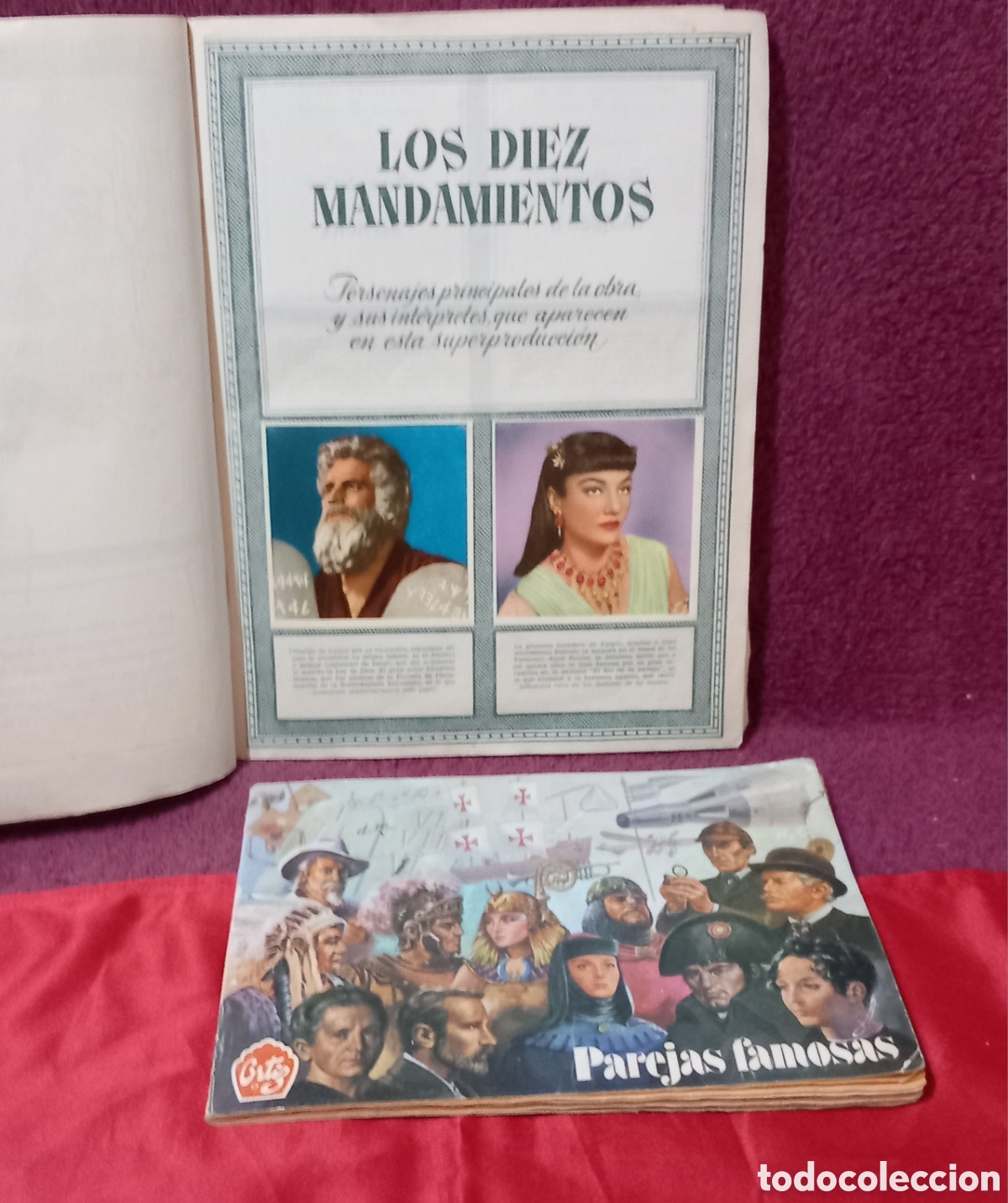 Sammeln Sammelalben: 2&times;ALBUNES ANTIGUOS:LOS DIEZ MANDAMIENTOS 1959 y PAREJAS FAMOSAS/ORTIZ 1976
