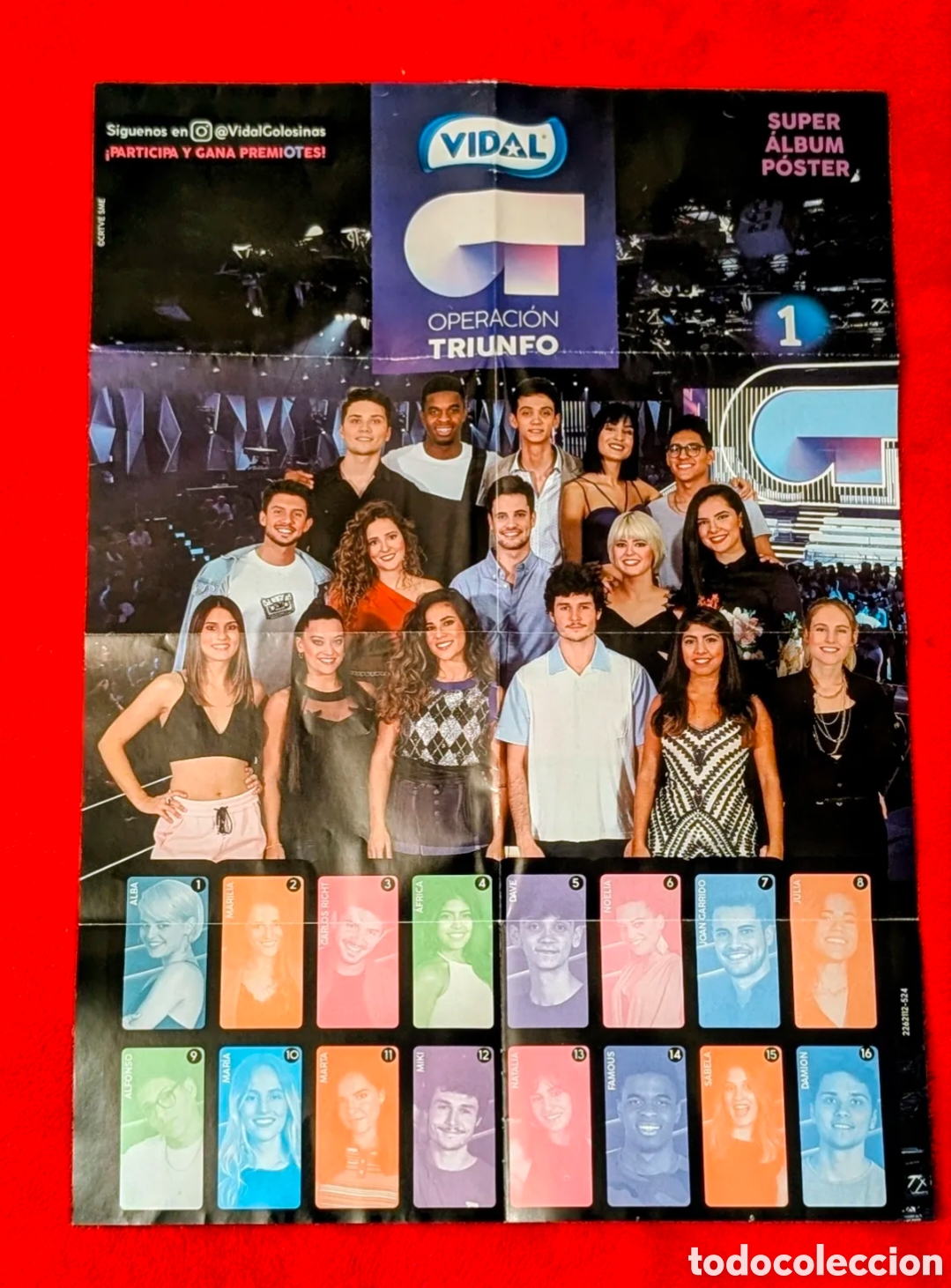 Coleccionismo &aacute;lbumes: Album plancha cromos chicles Operaci&oacute;n Triunfo Vidal