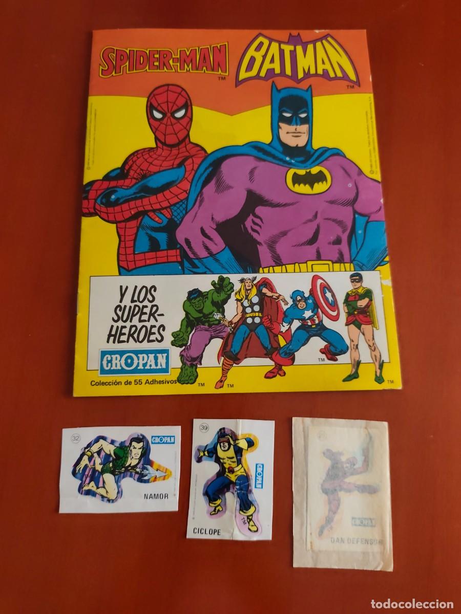 Coleccionismo &aacute;lbumes: Album Cropan Spiderman Batman y los Super h&eacute;roes superh&eacute;roes + 3 cromos sin pegar