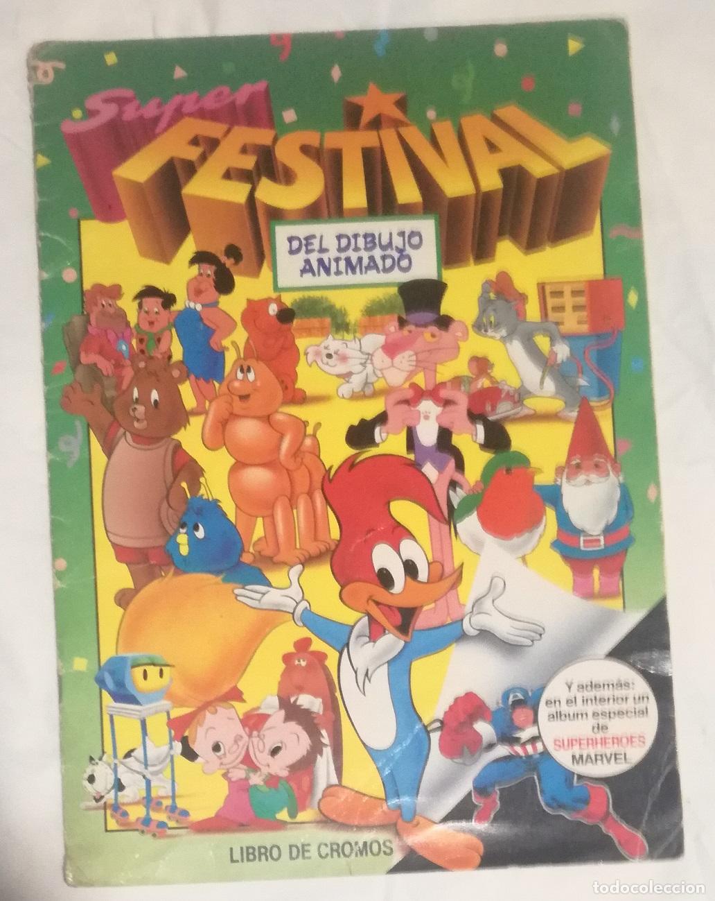 Coleccionismo &aacute;lbumes: Album Super Festival del dibujo animado - Faltan 16 cromos y el album de Superheroes
