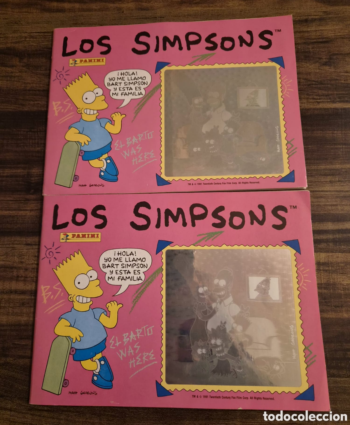 Coleccionismo &aacute;lbumes: LOTE 2 &Aacute;LBUMES LOS SIMPSONS PANINI 1991 - CASI COMPLETOS - 125 PTAS - CON CUP&Oacute;N CENTRAL ORIGINAL