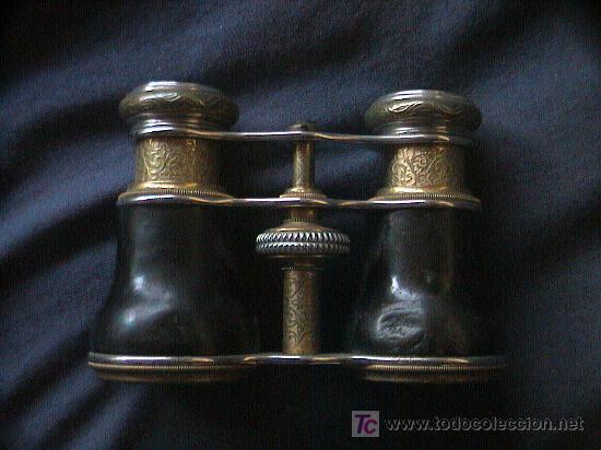 Antig&uuml;edades: ANTIGUOS BINOCULARES DE BRONCE Y PIEL MARRON - Foto 1