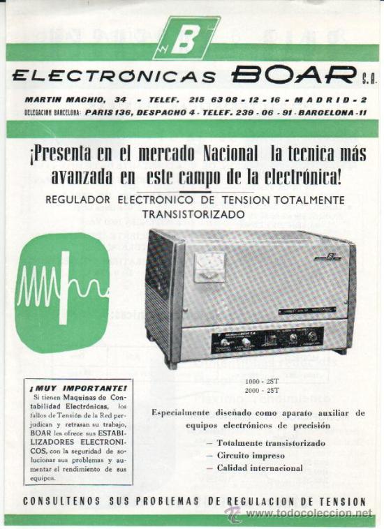Antig&uuml;edades: HOJA DE PROPAGANDA ELECTRONICAS BOAR APARATOS ELECTRONICOS - Foto 1