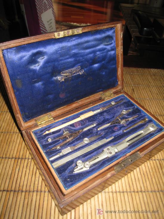 Antig&uuml;edades: GRAN CAJA DE COMPASES ANTIGUA, CAOBA. - Foto 3