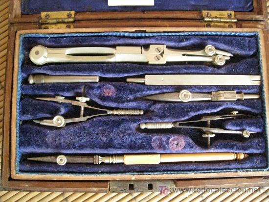 Antig&uuml;edades: GRAN CAJA DE COMPASES ANTIGUA, CAOBA. - Foto 6