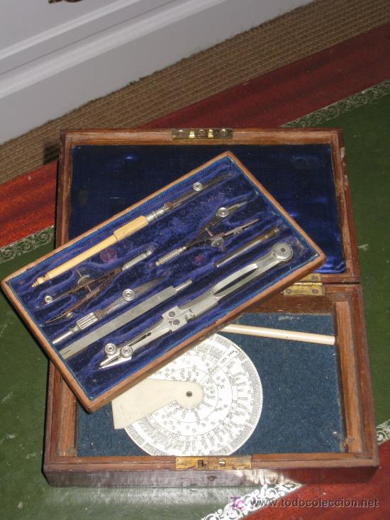 Antig&uuml;edades: GRAN CAJA DE COMPASES ANTIGUA, CAOBA. - Foto 1