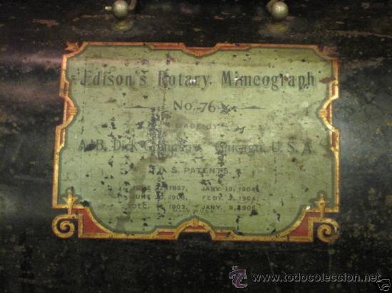 Antig&uuml;edades: MIMEOGRAFO DE EDISON DE 1906 EN COMPLETO CON ACCESORIOS - Foto 8